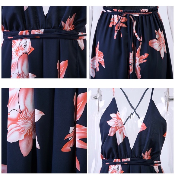 Navy and pink lily maxi dress restocked! - Picture 4 of 6